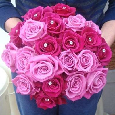 Bouquet Handtied Aqua Rose Milano Pink Lg